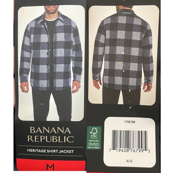 Banana Republic Men's Heritage Shirt Jacket, Blue NEW with tags - Picture 5 of 11